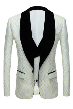 Biege Dots Jacquard 2 Piece Men's Prom Suits