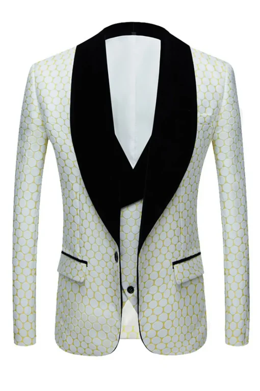 Biege Dots Jacquard 2 Piece Men's Prom Suits