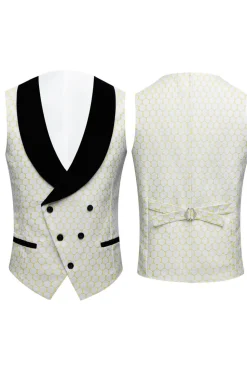 Biege Dots Jacquard 2 Piece Men's Prom Suits