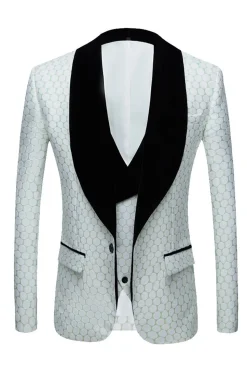 Biege Dots Jacquard 2 Piece Men's Prom Suits