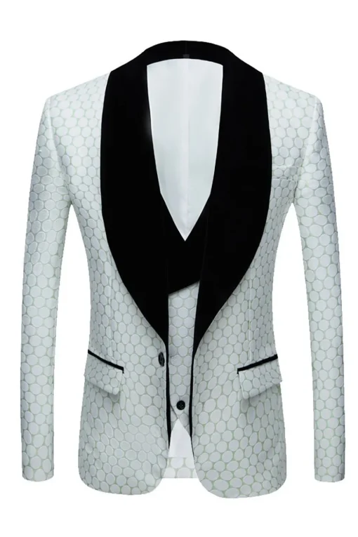 Biege Dots Jacquard 2 Piece Men's Prom Suits