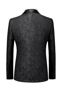 Black 3 Piece Jacquard Shawl Lapel Men's Prom Suits