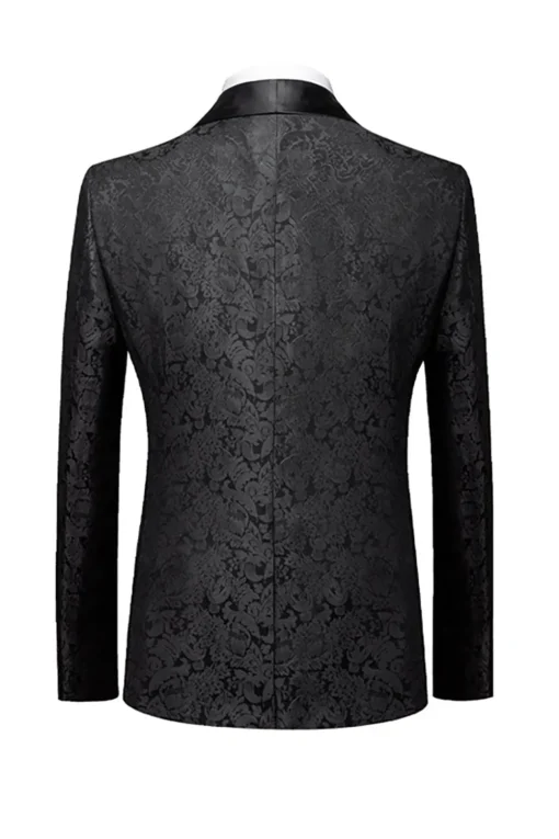 Black 3 Piece Jacquard Shawl Lapel Men's Prom Suits