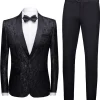 Black 2 Pieces Jacquard Men's Wedding Suits