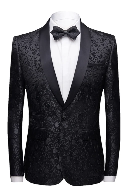 Black 2 Pieces Jacquard Men's Wedding Suits