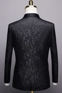 Black 2 Pieces Jacquard Men's Wedding Suits