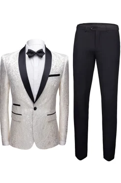 Black 2 Pieces Jacquard Men's Wedding Suits