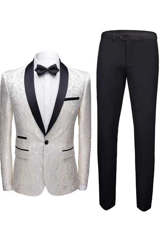 Black 2 Pieces Jacquard Men's Wedding Suits