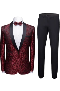 Black 2 Pieces Jacquard Men's Wedding Suits