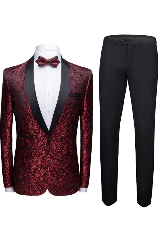 Black 2 Pieces Jacquard Men's Wedding Suits