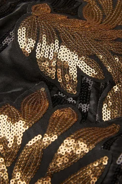 Black and Gold Jacquard Sequins Men's 2 Piece Prom Suits