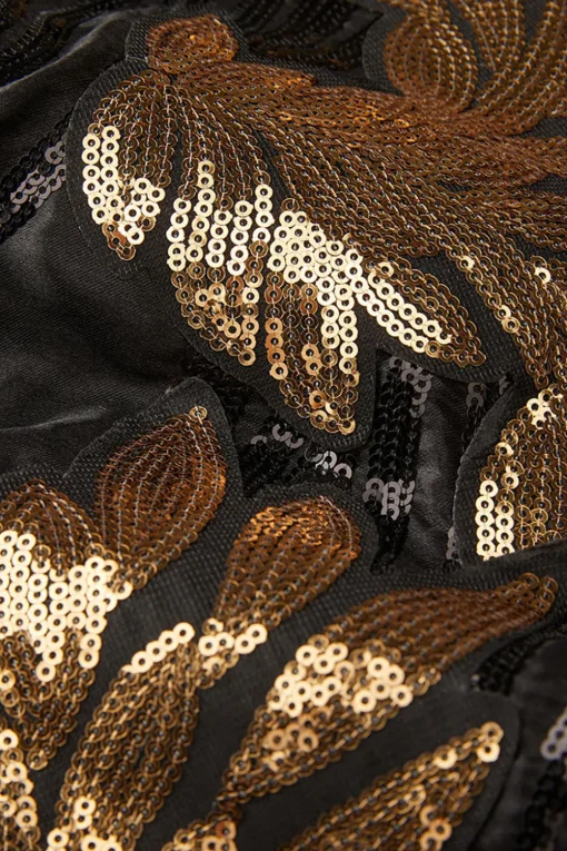 Black and Gold Jacquard Sequins Men's 2 Piece Prom Suits