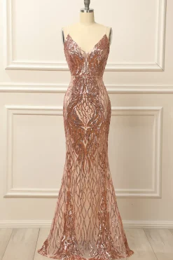 Black and Gold Sequins Long Prom Dress