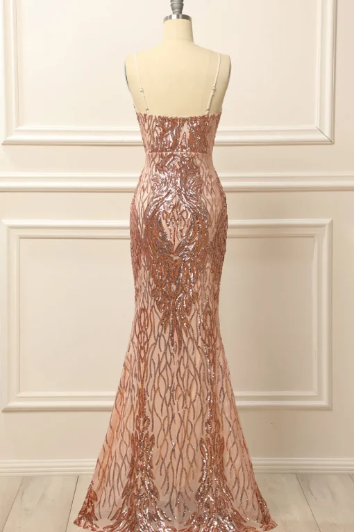 Black and Gold Sequins Long Prom Dress