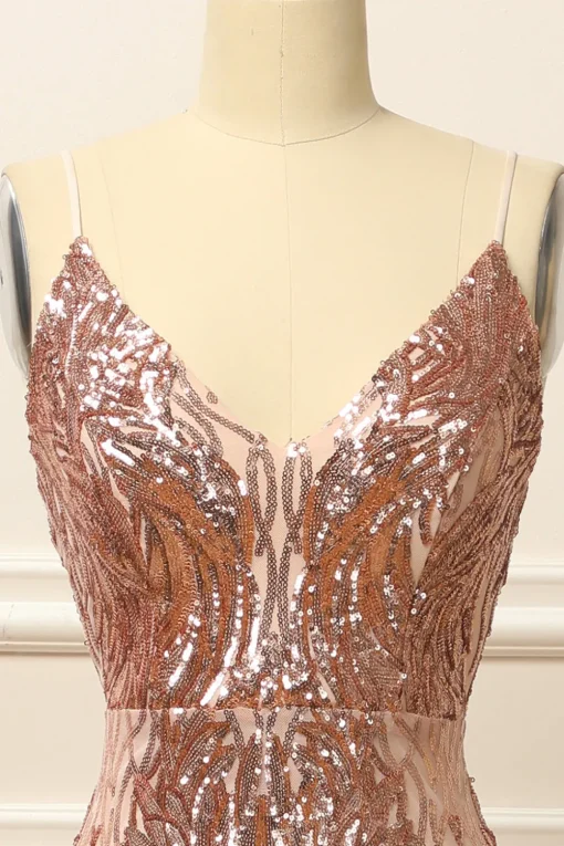 Black and Gold Sequins Long Prom Dress