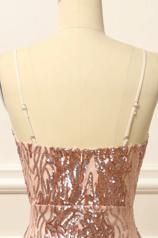 Black and Gold Sequins Long Prom Dress