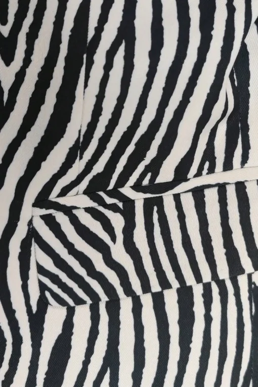 Black and White Printed Notched Lapel Men's Blazer