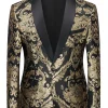 Black Golden Embroidery Men's Blazer