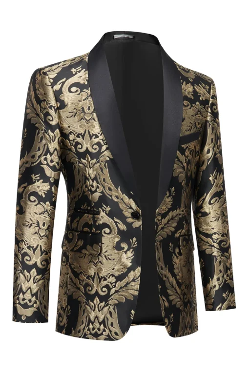 Black Golden Embroidery Men's Blazer
