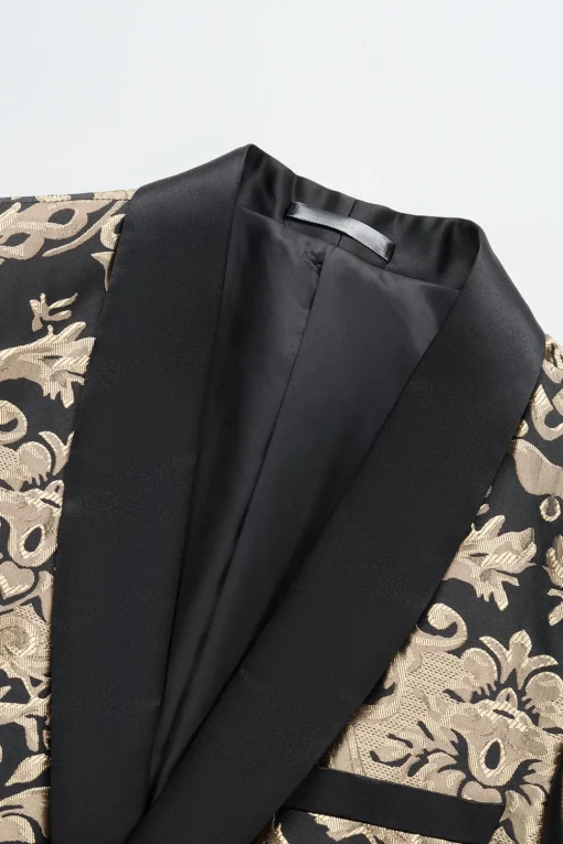 Black Golden Embroidery Men's Blazer