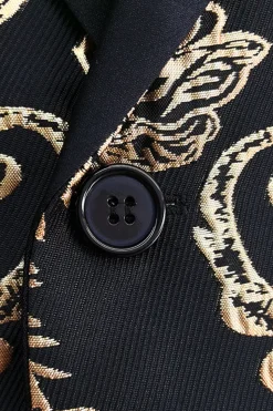 Black Golden Notched Lapel Jacquard Men's Blazer