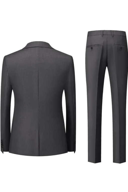 Black Grey 3 Piece Peak Lapel One Button Men's Suits