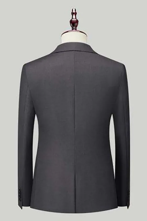 Black Grey 3 Piece Peak Lapel One Button Men's Suits