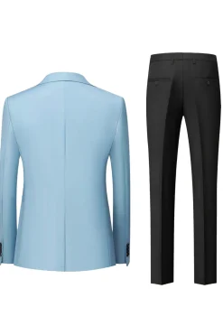 Black Grey 3 Piece Peak Lapel One Button Men's Suits