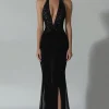 Black Halter Mermaid Formal Dress with Slit