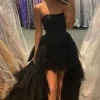 Black High Low Prom Dress with Ruffles