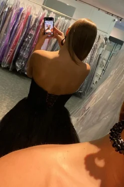 Black High Low Prom Dress with Ruffles