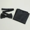 Black Jacquard Satin Bow Tie Pocket Square Set