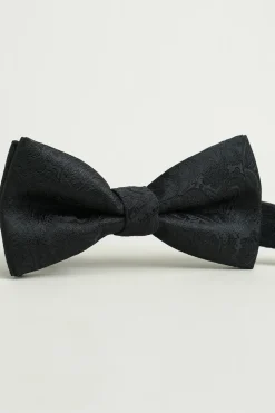 Black Jacquard Satin Bow Tie Pocket Square Set