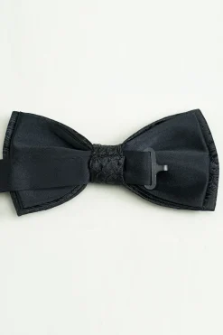 Black Jacquard Satin Bow Tie Pocket Square Set