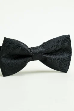 Black Jacquard Satin Bow Tie Pocket Square Set