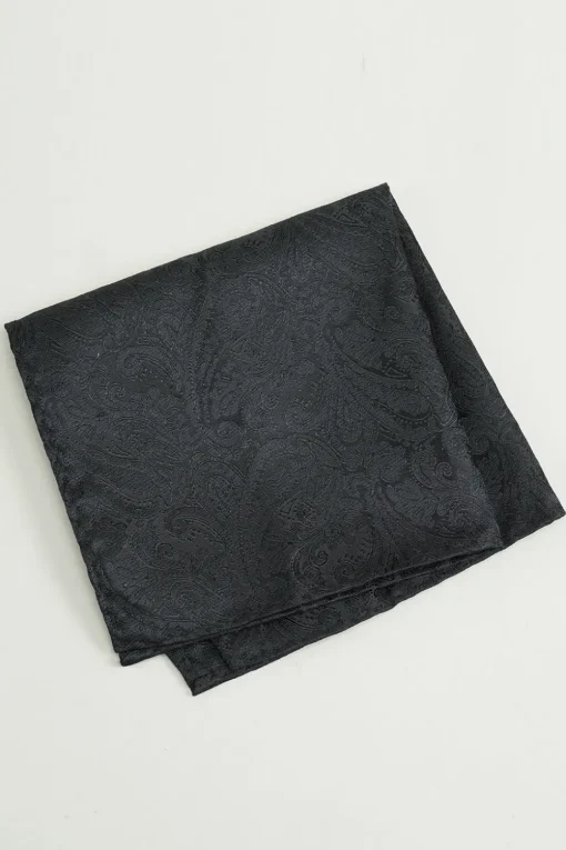 Black Jacquard Satin Bow Tie Pocket Square Set
