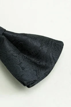 Black Jacquard Satin Bow Tie Pocket Square Set
