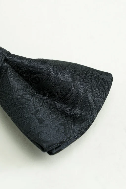 Black Jacquard Satin Bow Tie Pocket Square Set