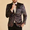 Black Jacquard Shawl Lapel One Button Men's Prom Blazer