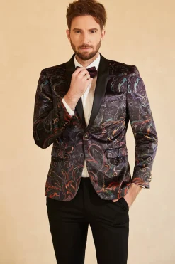 Black Jacquard Shawl Lapel One Button Men's Prom Blazer