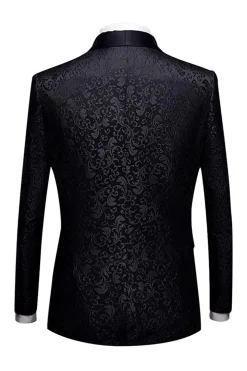 Black Jacquard Shawl Lapel Men's 2 Pieces Suits
