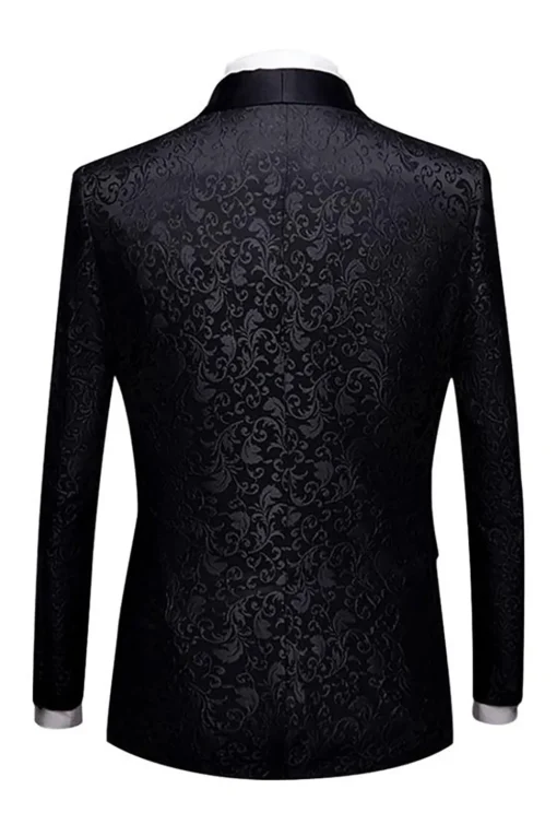 Black Jacquard Shawl Lapel Men's 2 Pieces Suits