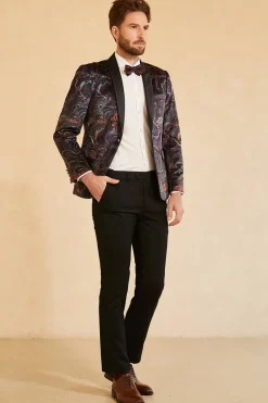 Black Jacquard Shawl Lapel One Button Men's Prom Blazer