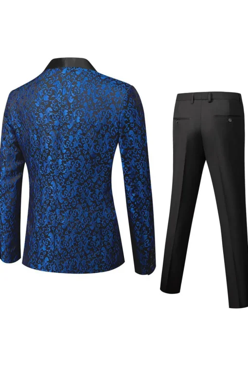 Black Jacquard Shawl Lapel Men's 2 Pieces Suits