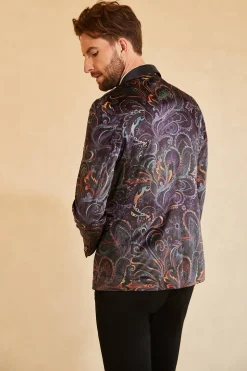 Black Jacquard Shawl Lapel One Button Men's Prom Blazer