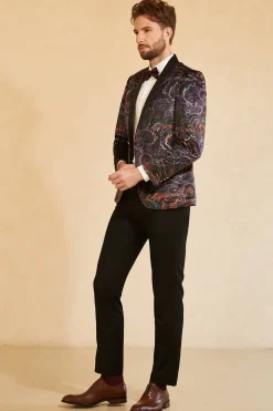 Black Jacquard Shawl Lapel One Button Men's Prom Blazer