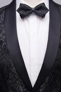 Black Jacquard Shawl Lapel Men's 2 Pieces Suits