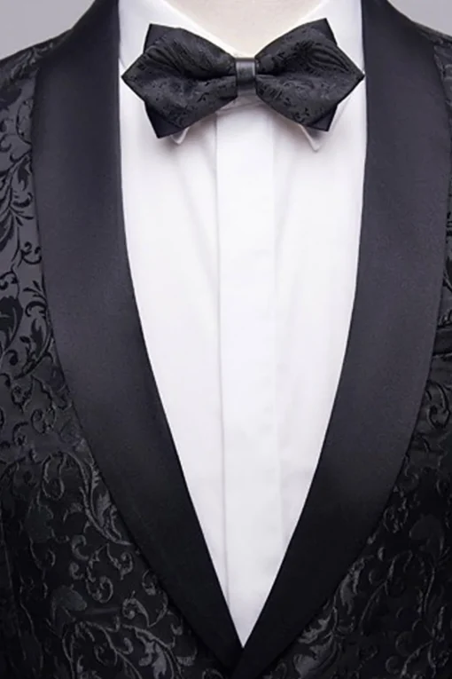 Black Jacquard Shawl Lapel Men's 2 Pieces Suits