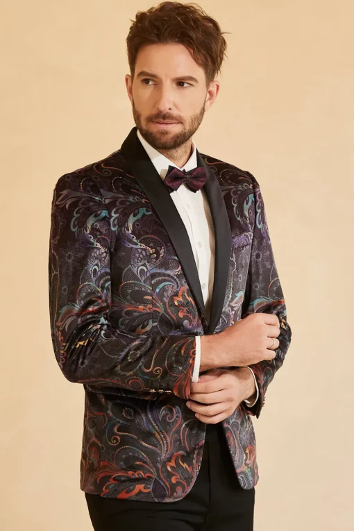 Black Jacquard Shawl Lapel One Button Men's Prom Blazer
