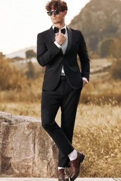 Black Men's 3 Pieces Shawl Lapel Single Breasted Prom Suits